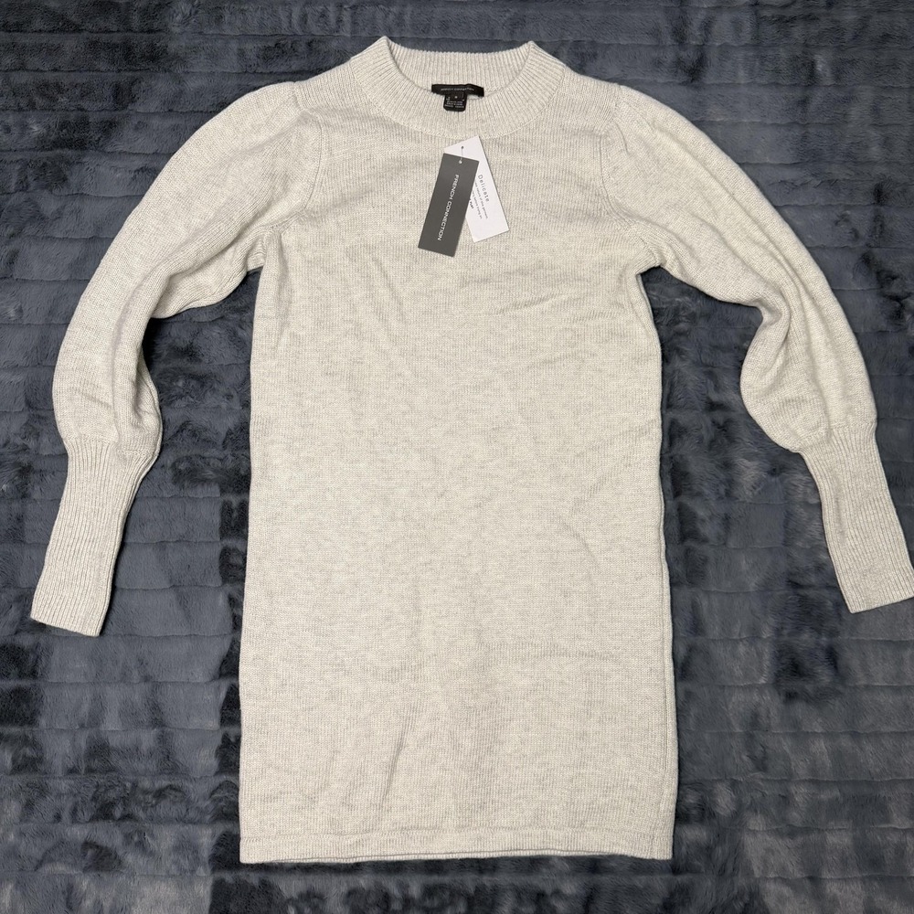 French Connection Sweater Womens Small Gray Balloon Sleeve Crewneck Pullover